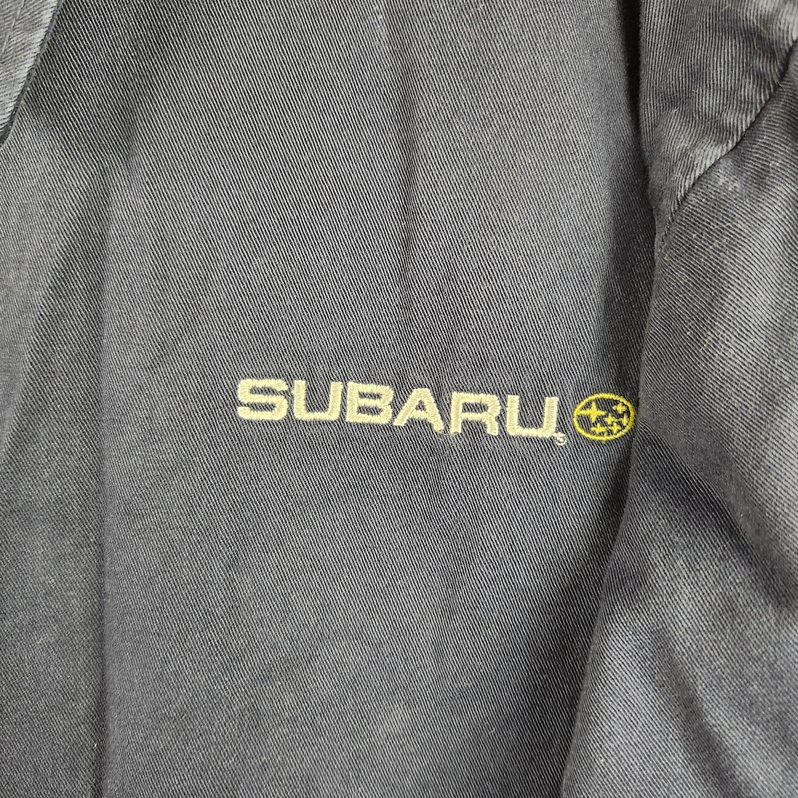 Vintage Subaru Yokohama Jacket Mens XL Blue Denim Full Zip Auto Racing Workwear - second product detail image