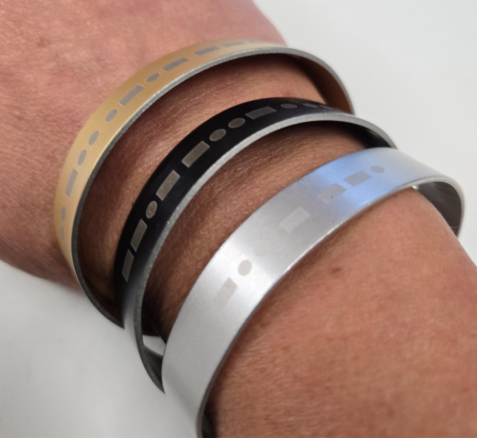 Morse Code Engraved Aluminum Cuff Bracelets Jewel… - image 4