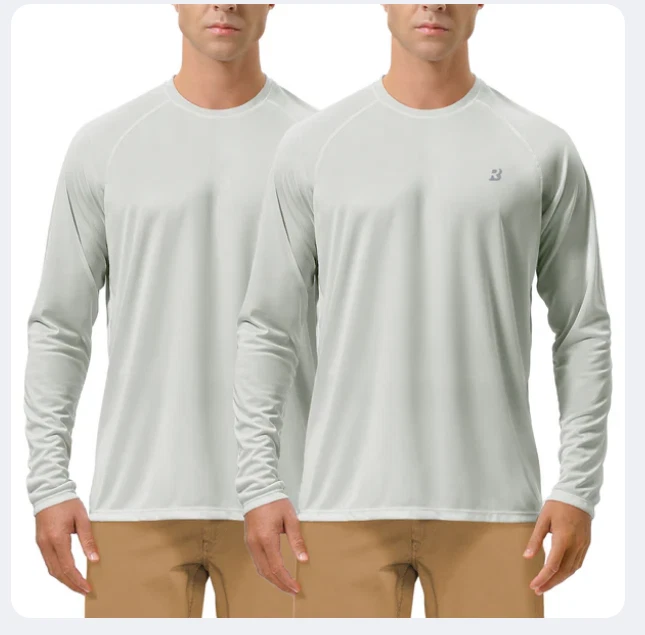 2 PACK Roadbox Unisex UV-Blocking Swimming/Fishing LONG SLEEVE Shirt Gray SMALL