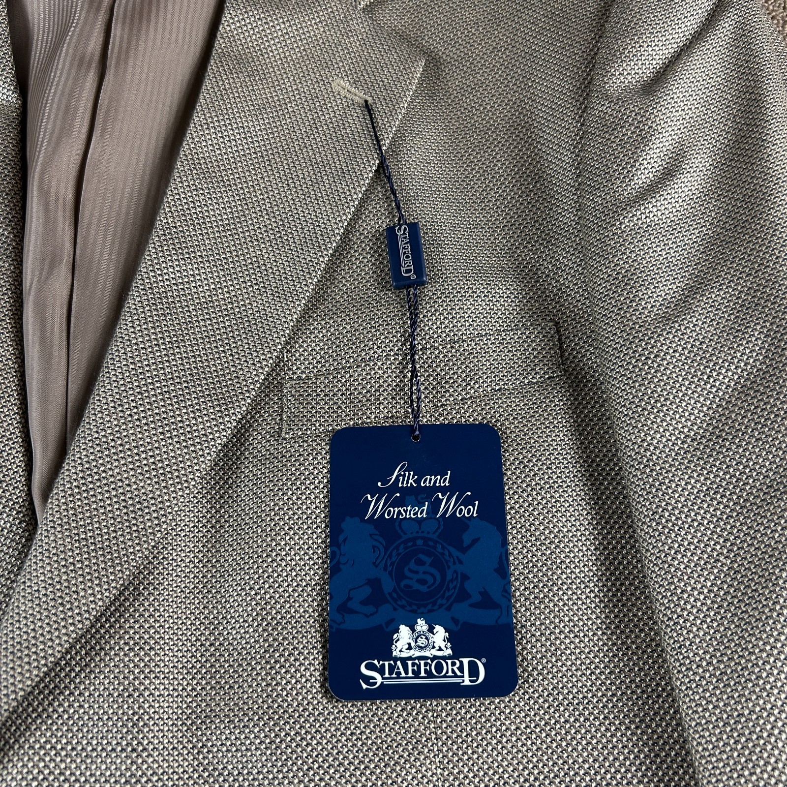 Stafford Men's Silk Wool Blend Sport Coat Blazer Brown Size 44R NWT MSRP $150