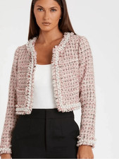 Mac Duggal Pink Tweed Cropped Jacket