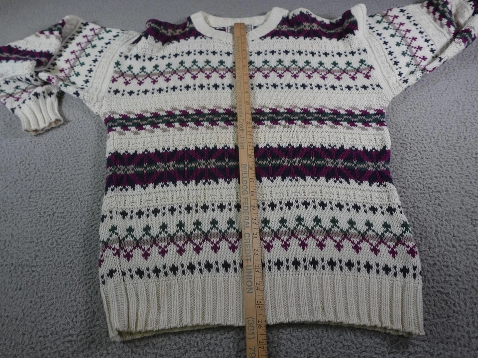 Suéter Pescador De Colección Para Hombre Mediano Blanco Fair Isle Geométrico Nórdico Grueso Foto 4 de 4