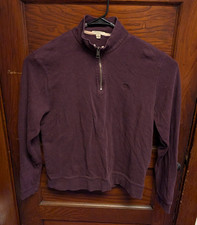 Burberry Brit Zip Sweatshirt Maroon XXL Peru Cotton Nova Check Trim - FLAWS Read
