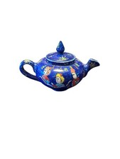 Handmade Turkish Kütahya Blue Pottery Teapot Signed Halil İzler Ottoman Style