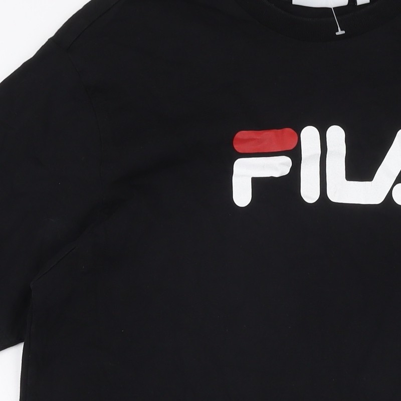 T shirt uomo Fila in cotone nero taglia S girocollo