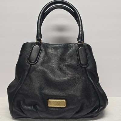 Marc Jacobs Classic Q Fran Genuine Black Pabbled Leather Hobo Tote Satchel Bag