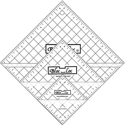Bloc Loc Acrylic Triangle Ruler Set with Grooved Locking Ruler for Seam Squaring