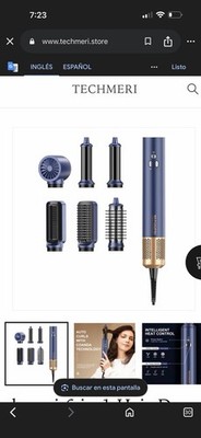 Techmeri 6 in 1 Multi Styler Hair Dryer Adjustable Heat Attachments Navy Blue