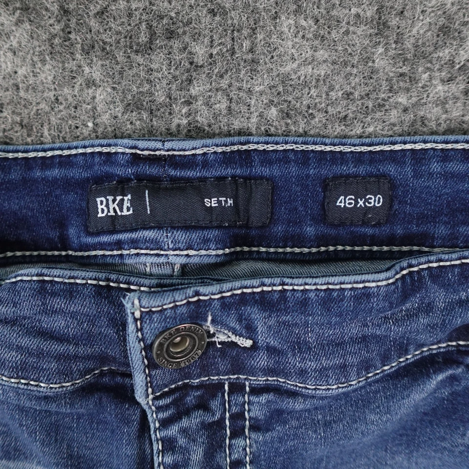 Jeans BKE Seth Para Hombres 46X30 Azul Denim Recto Medio Lavado Informal Vaquero 45x28 Foto 3 de 4