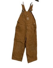 Carhartt Youth Bib Overalls Size 5 Canvas Double Knee Brown Cotton OX8603-B