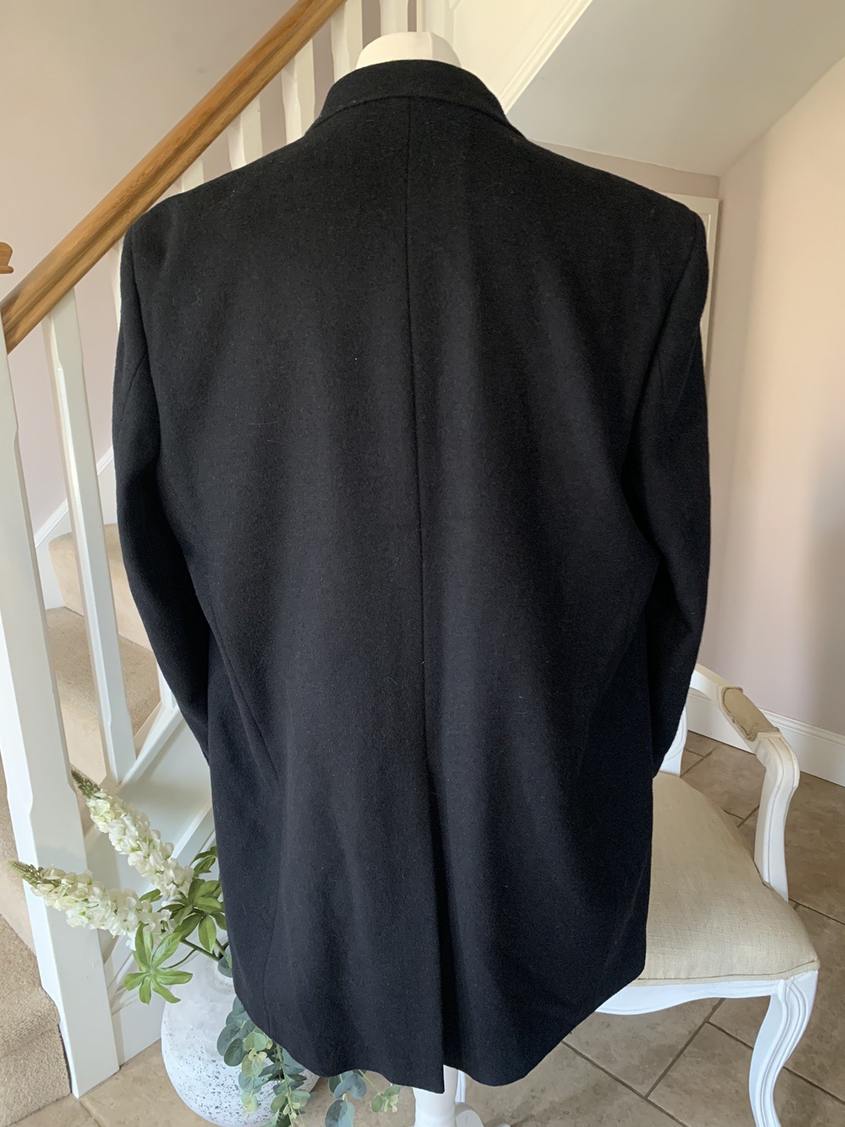 Greenwoods Mansize Crombie Style Formal Overcoat Black Wool & Cashmere 48R image 2