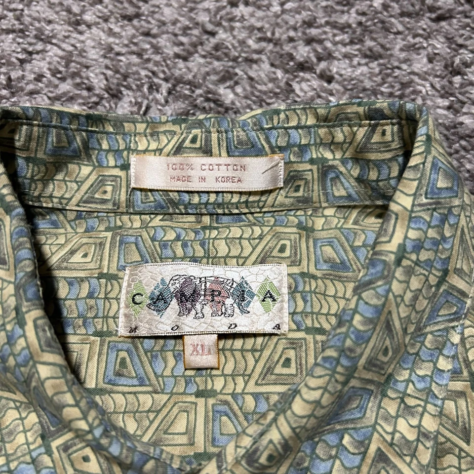 Vtg Abstract Print Button Up Shirt Geometric Art 80s 90s Cotton XL - Image 3 of 4