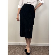 Vintage Savannah Black Genuine Leather Suede Pencil Skirt