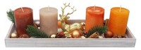 Adventskranhz LäNglich Deko Adventskerzen Braun-Orange Hirsch Adventsgesteck Set