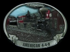 UB05118 VINTAGE 1987  AMERICAN 4-4-0 STEAM ENGINE TRAIN  RAILROAD BELT BUCKLE