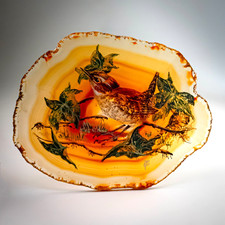 Hand Painted Polished Agate Slice Wren Bird Translucent Plaque Brazilian 5"