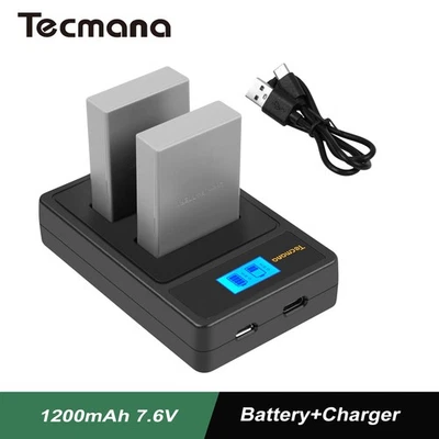 TECMANA 2X Batería 1200mAh BLN-1 + Cargador Doble Para Olympus OM-D E-M1, E-M5, E‐M5 Mark II