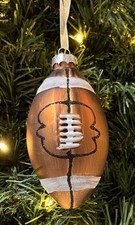 Football Christmas Ornament Home Decor Xmas Tree Glass 4.5" Tall