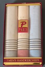 Vintage Paris Classic 3 Men's Handkerchiefs  Set Of 3 Unopened