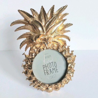 Neuer goldener Metall Paperchase Ananas Obst Fotorahmen klein