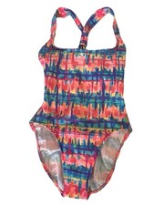 VTG Jantzen Coastal Zone One Piece Swimsuit 80s/90s, Size 6 Small Tie Dye Neon