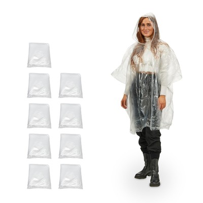 Regenponcho einweg Notfall Poncho Einmal Regenjacke 10 Stück leicht unisex
