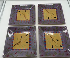 Set of 4 2002 Signature Housewares OLIVIA Salad Plates 8" Debby Segura Square