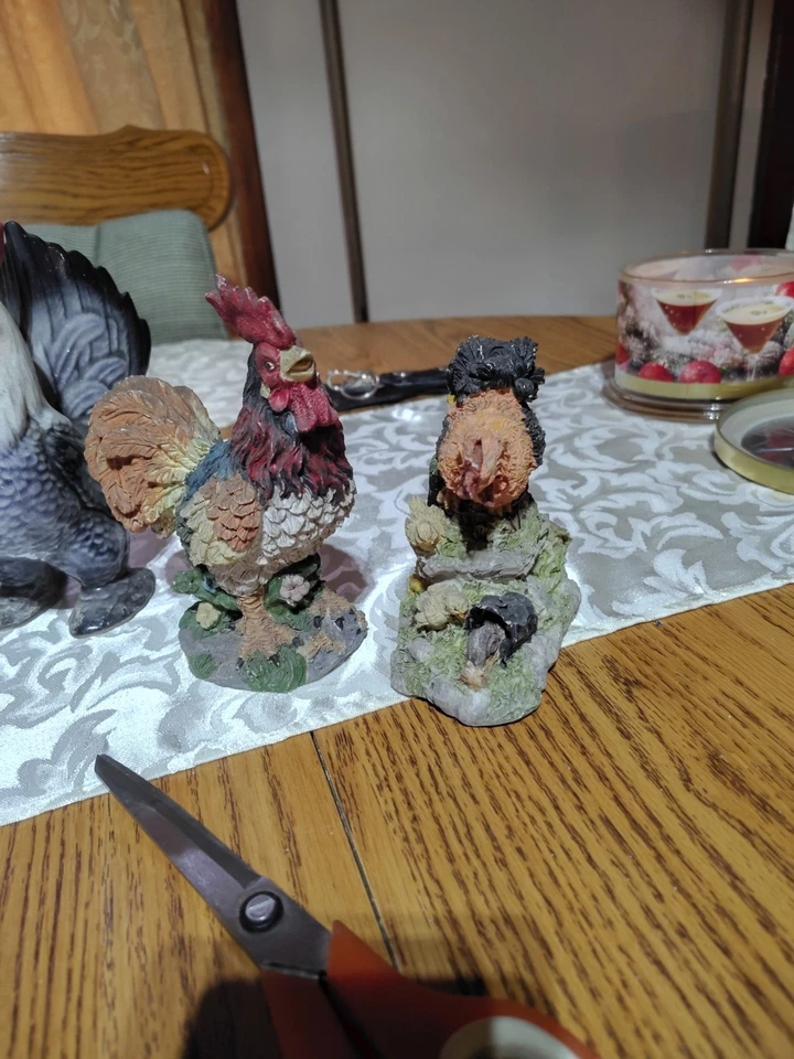 Estatuilla vintage de porcelana cerámica 7 gallinas gallo Foto 3 de 4