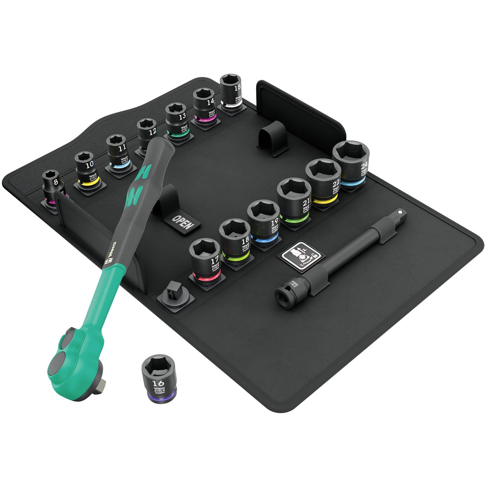 Wera 8100 SB 12 Zyklop Comfort Ratchet Set 3/8"" Metric 16pc