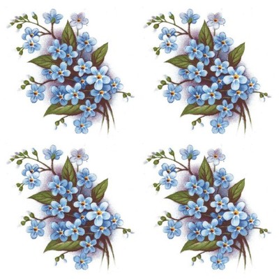 Flowers Forget Me Not Spray Blue 2 Inch 12 pcs Overglaze Ceramic Decals