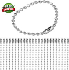 100 Pcs Ball Chain Keychain - 4.7 Inch Silver Stainless Steel Chain with 2.4Mm