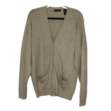 Men's Wool Cardigan L Unisex Grandpa Sweater Buttons Slouchy John Ashford