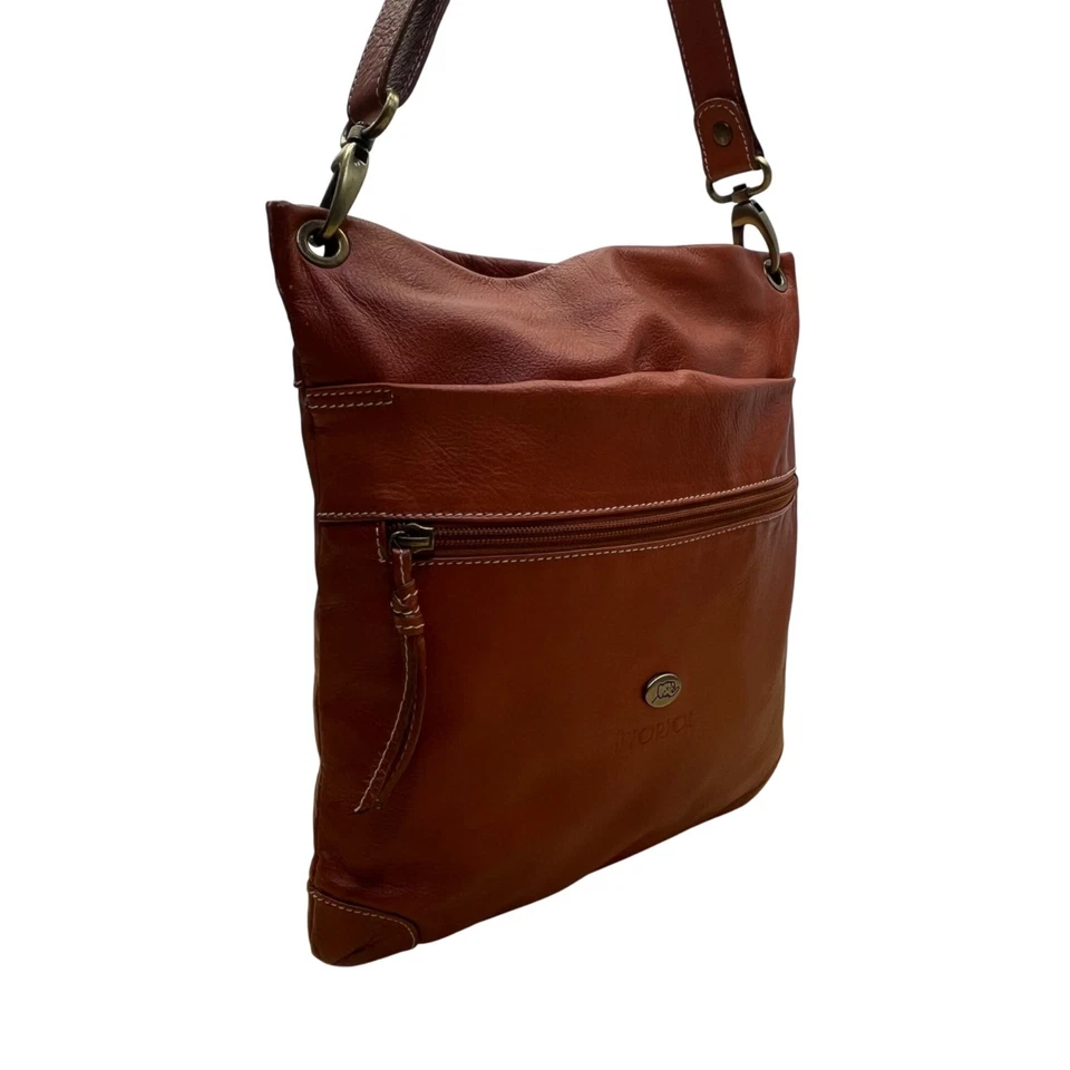 Cartera Bandolera Mujer Avorio Cuero Genuino Marrón con Detalle de Elefante Foto 2 de 4