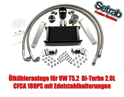 Ölkühler KIT 19 Reihen mit Edelstahl Haltern für VW T5 2.0L TDI CFCA Bi-Turbo