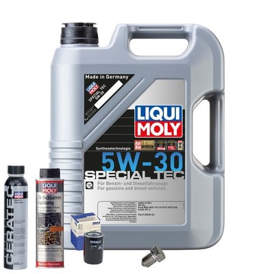 Motoröl 5W30 LIQUI MOLY 5L+MAHLE Ölfilter+Spülung+Cera Tec+Ölablassschraube