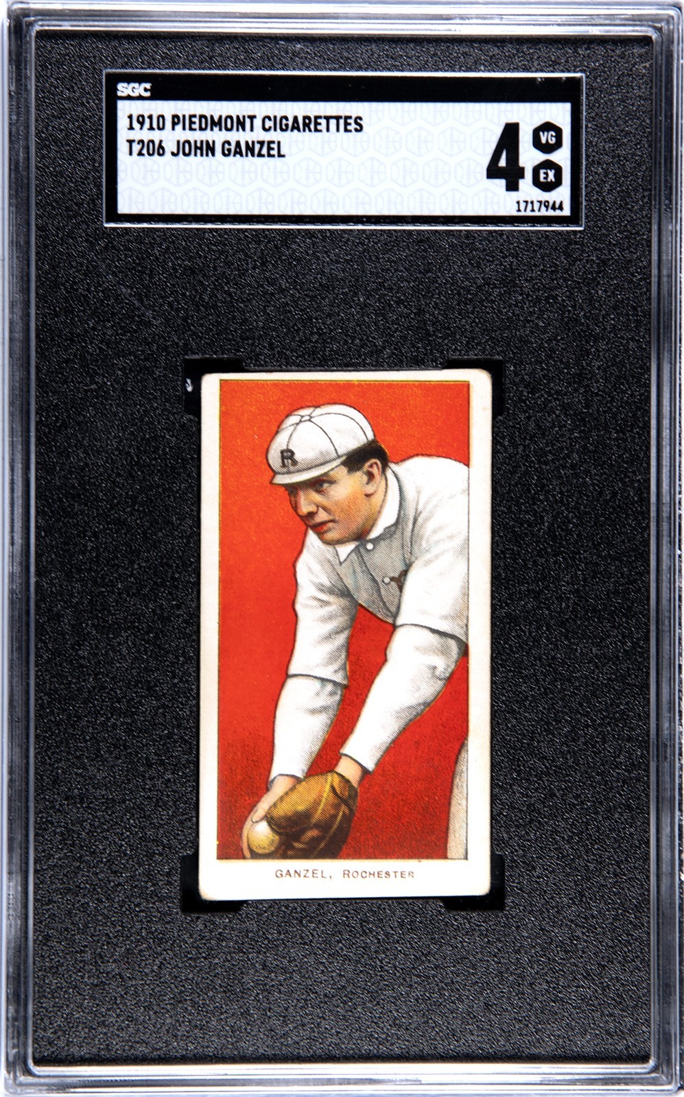 1910 - T206 -John Ganzel 350 Piedmont Back Rochester SGC 4 VG EX  NO CREASES