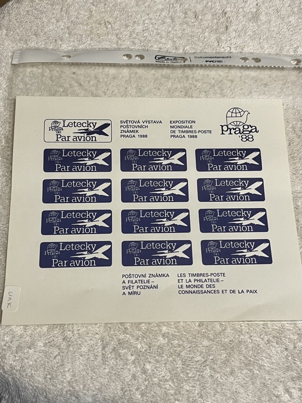 Czechoslovakia, 1988. World Exhib. Airmail Label. M/NH/OG.