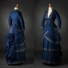 1870s Victorian Edwardian Rococo Bustle Dress Civil War Southern Belle Ball Gown