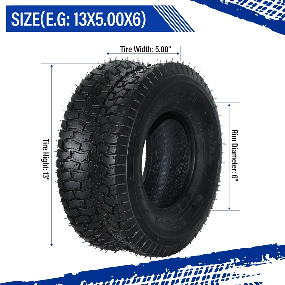 Set of 2 13x5.00-6 Lawn Mower Tractor Turf Tires 4 Ply 13x5.00x6 13x5-6 - Image 4 of 4