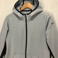 Nike Therma-FIT Gray Full Zip Hoodie Jacket Black Trim Womens Medium M