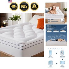 Queen Mattress Topper, Thick Pillow Top Bed Cover for Back Pain Relief, Soft ...