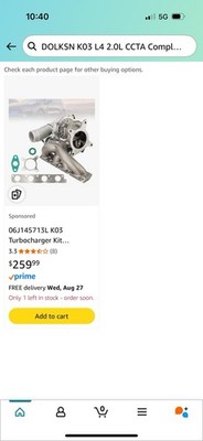 K03 K03S Turbocharger for VW Passat 1.8T, Audi A6 Quattro 1.8T AEB/ANB