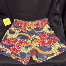 Mens/Boys Vintage Hawaiian Floral Swim Shorts/Trunks 26-28  Waist D10