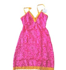 Forever 21 dress Lace Spaghetti Cami Hot Pink Orange Stretch S Nwt