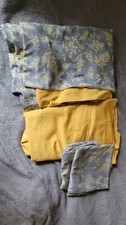 4  Piece Bedding Set   Mustard Yellow  Gray Botanical   Washed Cotton/Linen