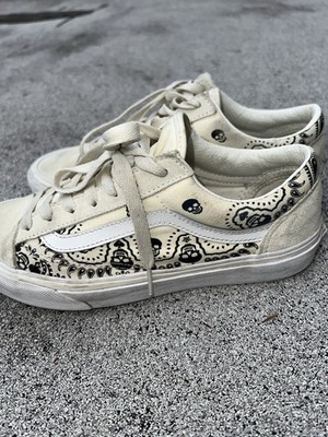 Vans Old Skool Skull Bandana Sneakers W7.5/M6 White Black