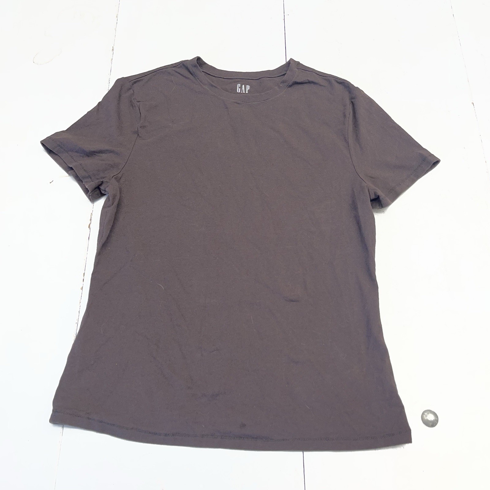 Gap Brown Close Knit Short Sleeve Basic Cotton Bl… - image 1
