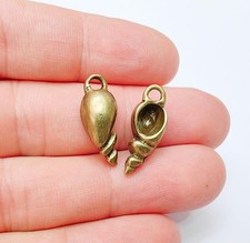 2 Sea Shell Charms, Nautical Mini Pendant, Ocean Earring Charm 22x8mm G37302