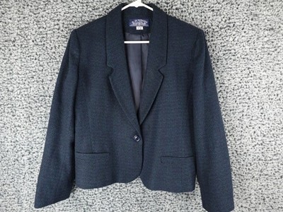 E.H. Woods Women s Wool Blend Blazer Size 14 Blackwatch Plaid Tweed Jacket Kitts