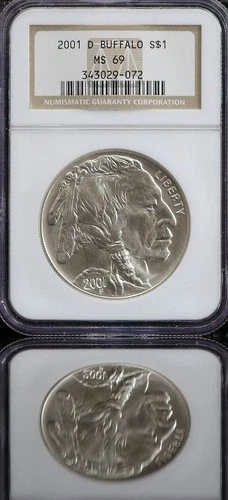 2001-D Buffalo $1 NGC MS 69  Silver Dollar Free Shipping